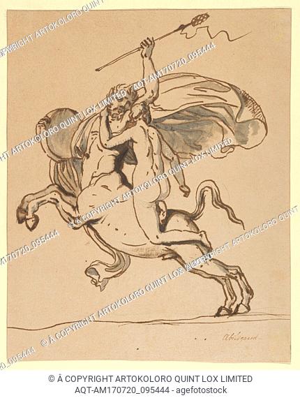 The Centaur Nessus Abducting Deianira, 1763â€“1809, Pen and brown ink, brown and grey wash, over graphite, Sheet: 10 3/16 Ã— 8 1/4 in. (25