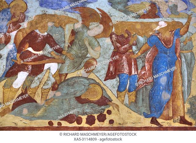 Frescoes, St John the Theologian's Gate Church, Kremlin, Rostov Veliky, Golden Ring, Yaroslavl Oblast, Russia