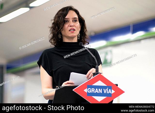 Isabel Diaz Ayuso during the inauguration of Gran Via Metro station, in Madrid, Spain.Isabel Diaz Ayuso during the inauguration of Gran Via Metro station in...