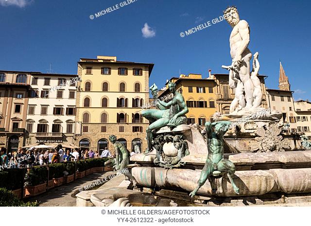 Neptune's Fountain, Fontana del Nettuno, Piazza della Signoria, Florence, Italy