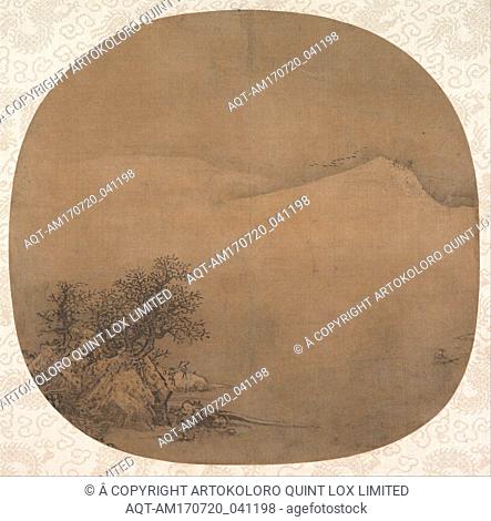 å—å®‹ ä½šå é›ªæ™¯å¾…æ¸¡åœ– åœ˜æ‰‡, Waiting for the Ferry, Song dynasty (960â€“1279), early 13th century, China, Fan mounted as an album leaf; ink on silk