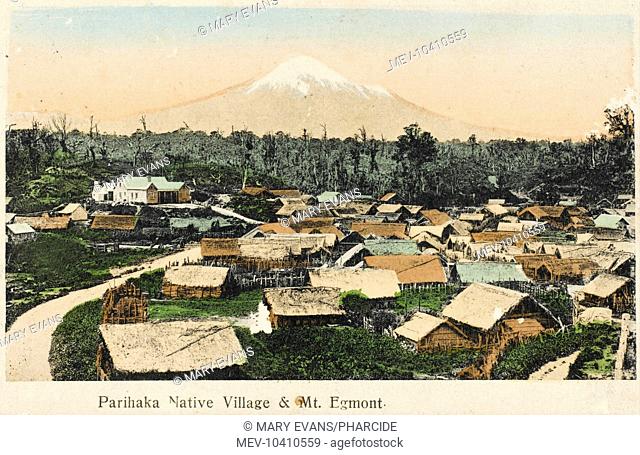 Parihaka Native Village and Mount Egmont, New Zealand