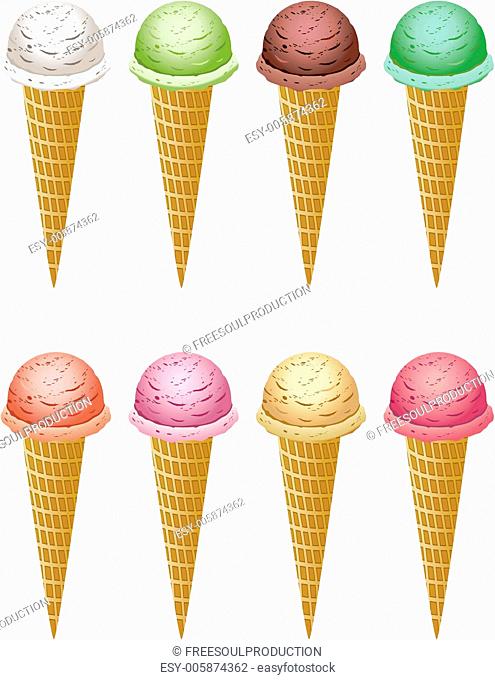vector colorful icecream cones