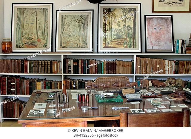 Library, study with desk, Ernest Hemingway house, Finca La Vigia, near Havana, Cuba