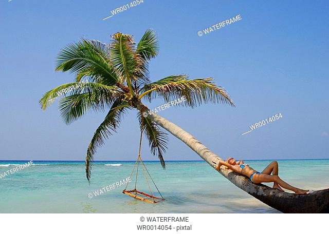 Relaxing at Beach, Indian Ocean, Maldives
