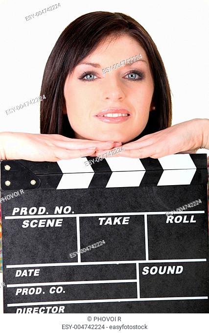 Woman with a clapperboard