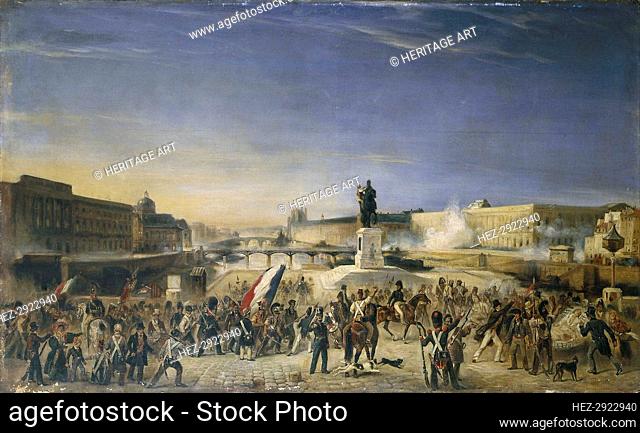Attack on the Louvre, July 29, 1830, seen from the Pont-Neuf, 1830. Creator: Unknown