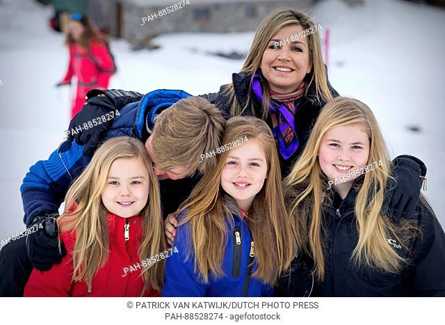 King Willem-Alexander and Queen Maxima, Princess Amalia, Princess Alexia and Princess Ariane of The Netherlands pose for the media during the annual photo...