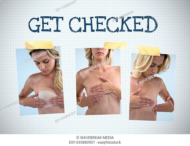 Get checked text and Breast Cancer Awareness Photo Collage