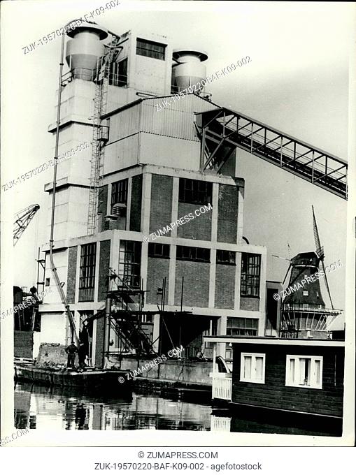 Feb. 20, 1957 - 20-2-57 New Automatic one man cement factory in Amsterdam. Truck load of cement every five minutes ?¢‚Ç¨‚Äú Next month a new fully automatic...