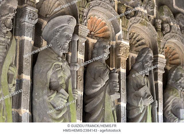 France, Finistere, Daoulas, the 12th century Our Lady of Daoulas Abbey, the Gothic porch built in 1560 was moved to the cemetery entrance