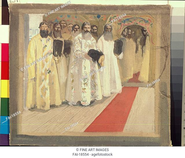 Waiting for the Tzar. Ryabushkin, Andrei Petrovich (1861-1904). Gouache on cardboard. Russian Painting of 19th cen. . 1901