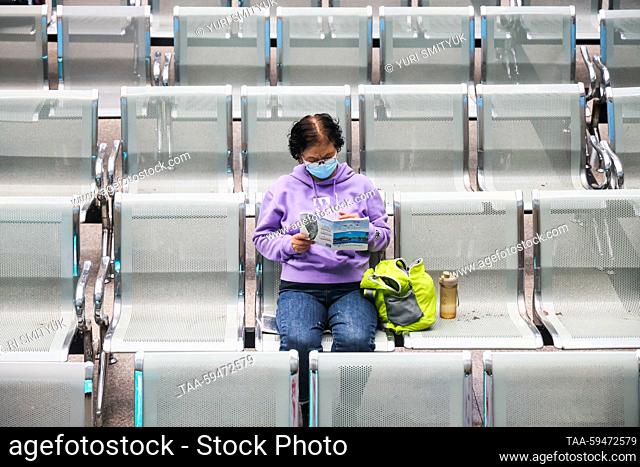 CHINA, LIAONING PROVINCE - MAY 22, 2023: A woman visits the Tanggangzi spa resort in Anshan, one of the leading national establishments in its field