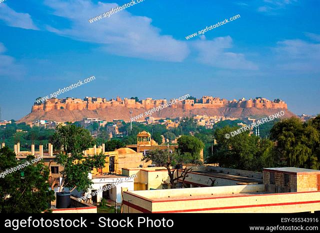 Famous tourist landmark of Rajasthan Jaisalmer Fort known as the Golden Fort Sonar quila, Jaisalmer, Rajasthan, India