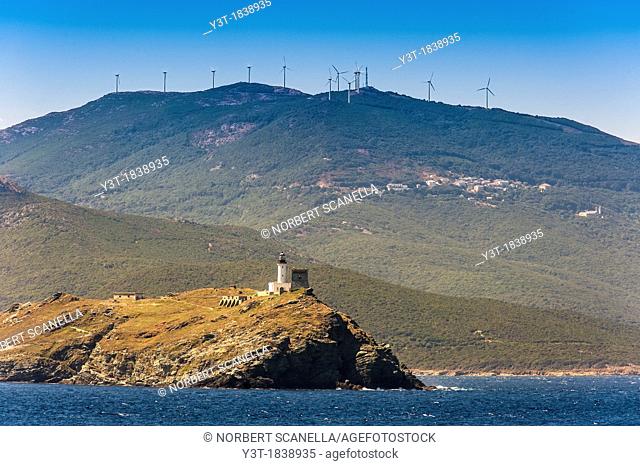 Europe, France, Haute-Corse, Cap Corse, Barcaggio. Giraglia island and its lighthouse