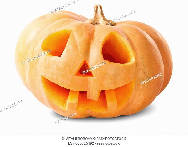 Pumpkin Halloween Jack O'Lantern Isolated On White Background