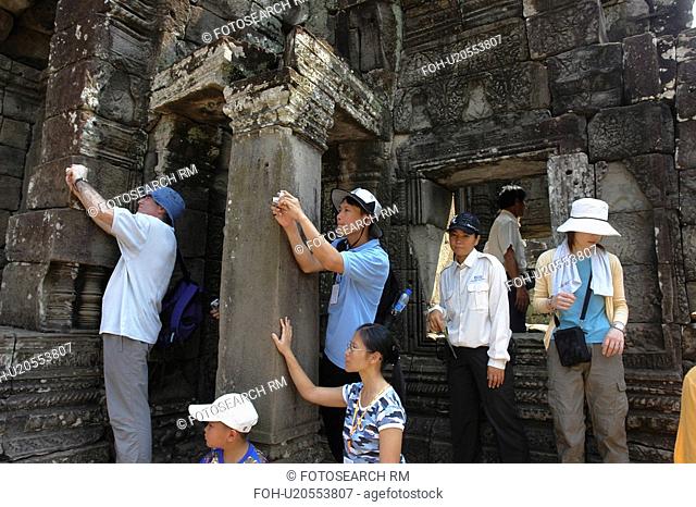 photographs, person, taking, tourists, cambodia, people