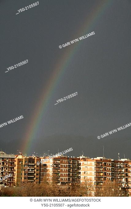 Rome, Italy. 19th Jan 2014 Rainbow appears after storm in Rome Italy