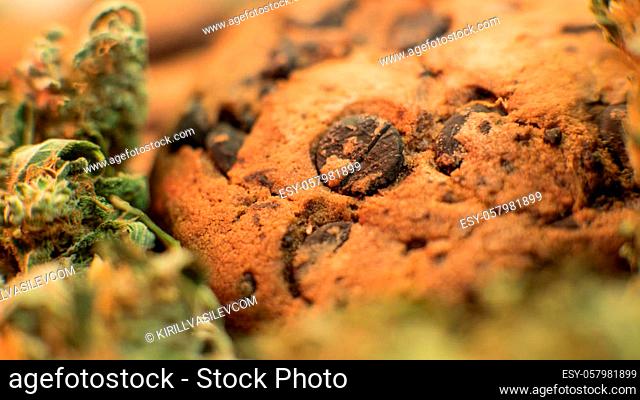 Baking cookies from cannabis close-up