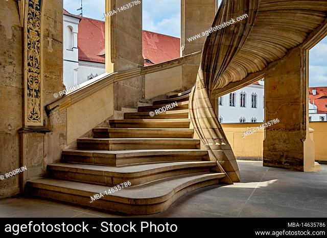 Hartenfels Castle, Wendelstein, a stone spiral staircase almost 20 meters high