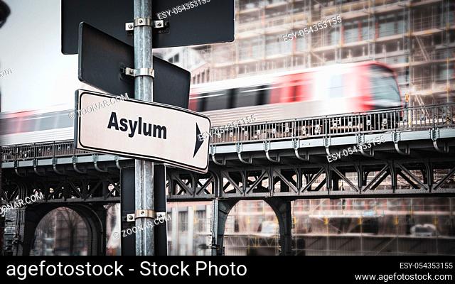 Street Sign the Direction Way to Asylum