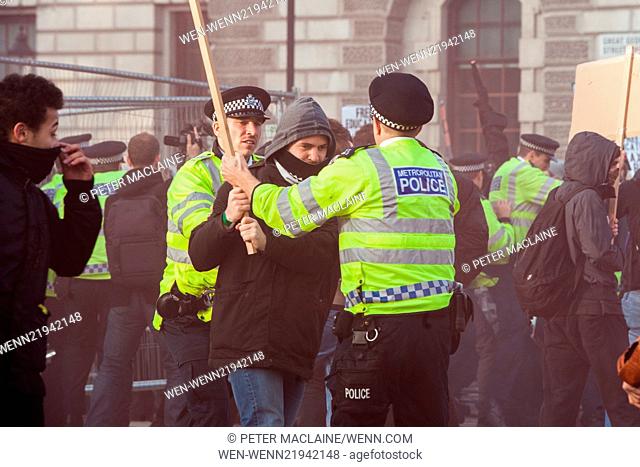 Students clash with police on the Free Education protest organised by the National Campaign Against Fees and Cuts (NCAFC)