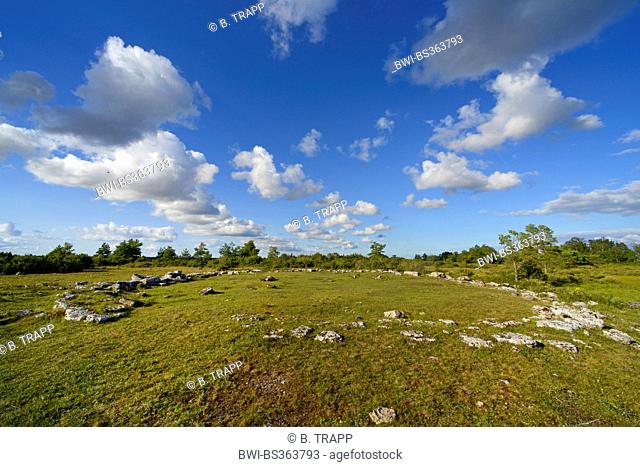 stone circle at Stora Alvaret on Oeland, Sweden, Oeland, Mysinge Naturreservat und Gynge Naturreservat