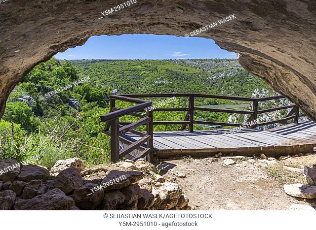 Ozidana pecina cave above Roški Slap, Krka National Park, Bogatic, Sibensko-Kninska, Dalmatia, Croatia, Europe
