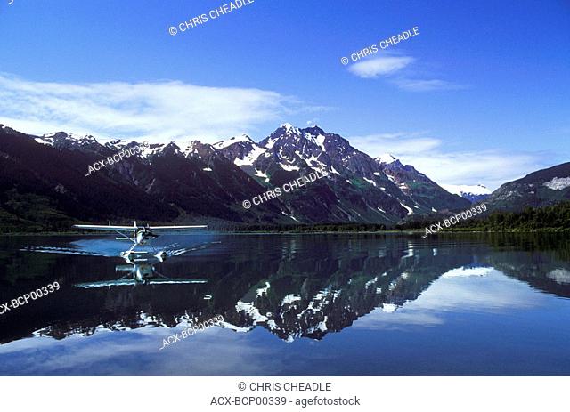 Meziadin Lake with small float palne, British Columbia, Canada