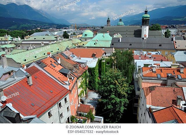 Innsbruck, inn, tirol, österreich, haus, häuser, häuserfront, stadt, architektur, übersicht, panorama, dächer