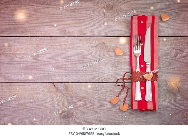 Valentine's day or Wedding place dinner setting, restaurant festive menu concept. Toned