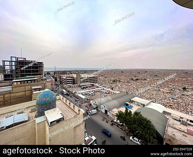 Najaf, Iraq: picture for Najaf cemetery in Najaf city in Iraq , , and shows Thousands of Muslim graves and its located near Imam Ali holy shrine