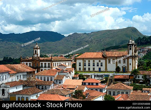 View of the unesco world heritage city of Ouro Preto in Minas Gerais, Brazil