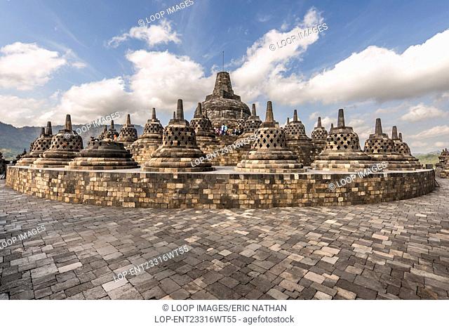 Stupa of Borobodur a 9th century Buddhist Temple in Magelang near Yogyakarta in central Java in Indonesia