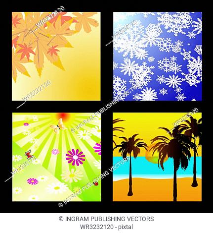 four seasons in one image acollection of four different squares with each of the seasons