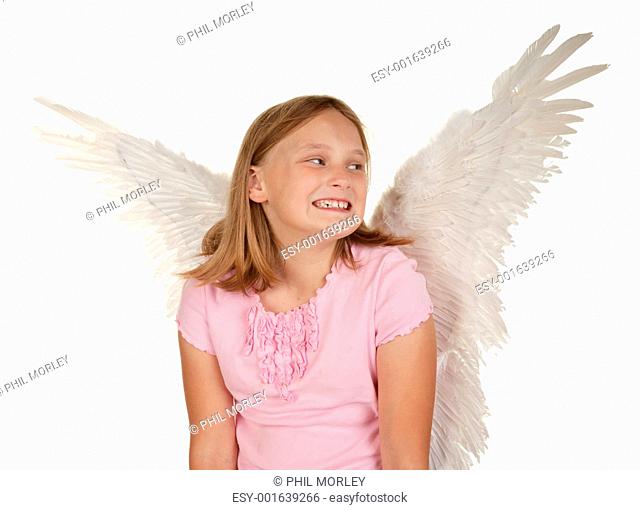 young girl with angel fairy wings