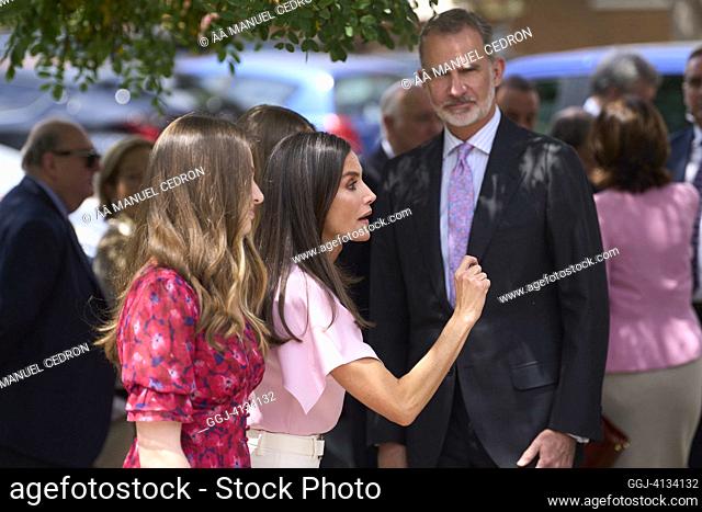 King Felipe VI of Spain, Queen Letizia of Spain, Crown Princess Leonor, Princess Sofia leave after the confirmation of Princess Sofia at 'Asuncion de Nuestra...