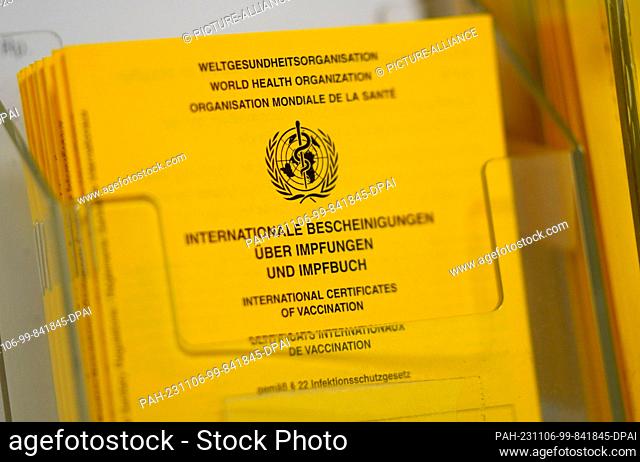 06 November 2023, Hamburg: Vaccination cards are available in a treatment room in the vaccination center at the Institute for Hygiene and Health