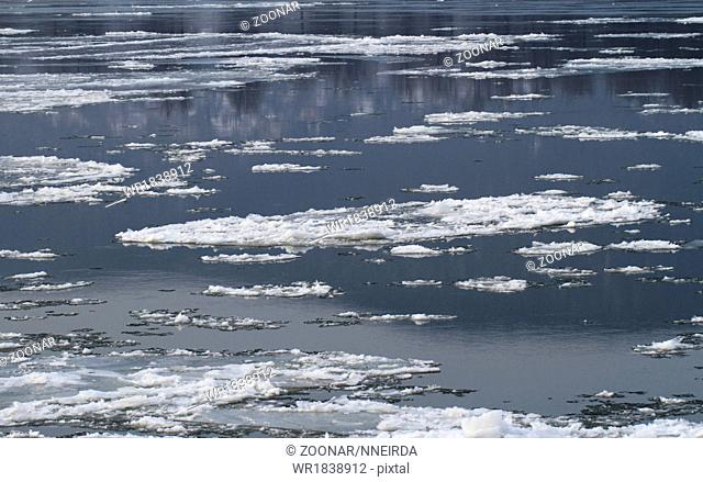 Frozen river in winter (background)