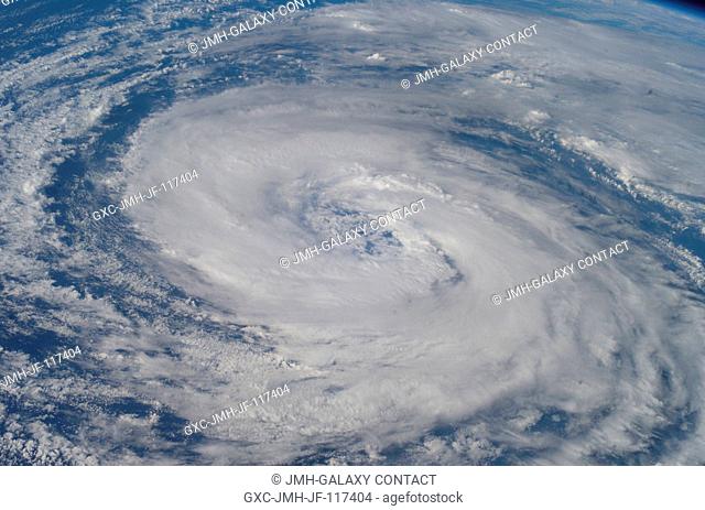 This view of Hurricane Epsilon in the Atlantic Ocean was photographed at 15:36:18 GMT on Dec. 3, 2005 by one of the crewmembers of Expedition 12 aboard the...