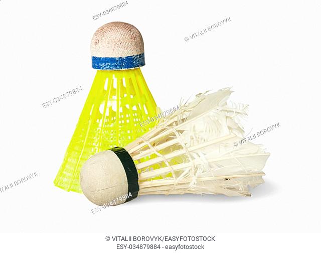 Two Old Badminton Shuttlecock Isolated On White Background