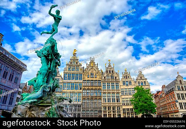 The Brabo Fountain located in the Grote Markt (Main Square) of Antwerp (Antwerpen), Belgium