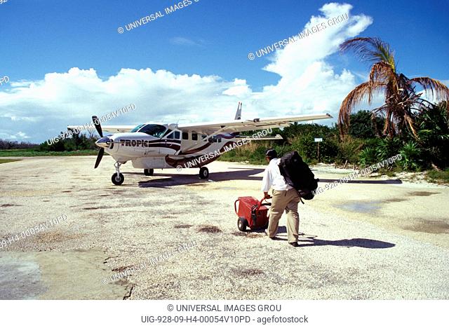 Belize, Caye Caulker. 12-Seater Airplane On Tarmac
