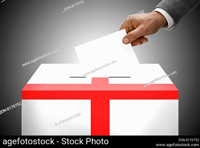 Ballot box painted into national flag colors - England
