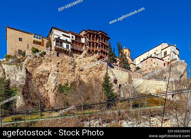Hanging houses is complex of houses on rock in Cuenca, Spain