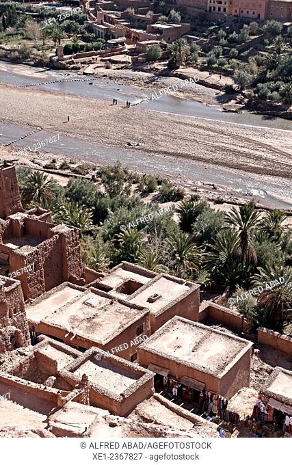Ounila river, Ksar Ait Ban Haddou, fortified city, Morocco