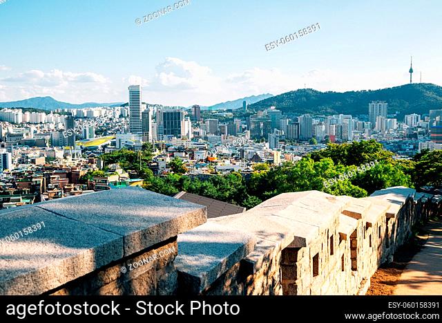 Naksan park fortress and Seoul city view in Korea
