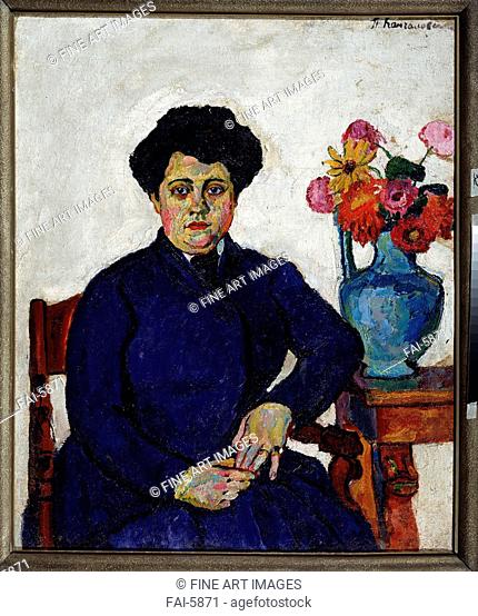 Portrait of the artist's wife. Konchalovsky, Pyotr Petrovich (1876-1956). Oil on canvas. Expressionism. 1909. State Museum Abramtsevo Estate, near Moscow