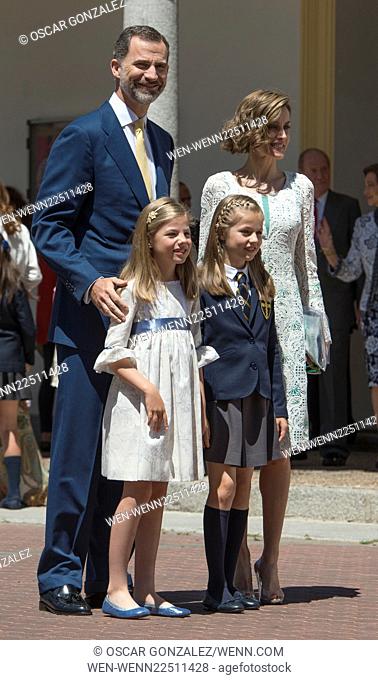 First Communion of Princess Leonor of Spain at the Asuncion de Nuestra Senora Church Featuring: King Felipe VI of Spain, Princess Sofia of Spain