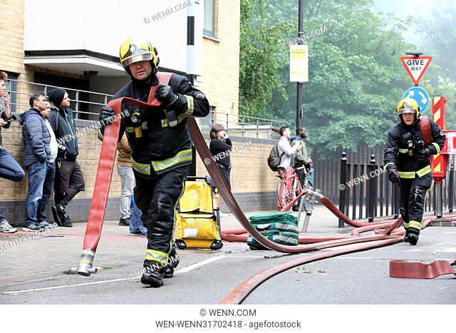 8 fire engines and 58 firefighters attend a fire at a derelict police station on St Ann's Road in Tottenham, North London